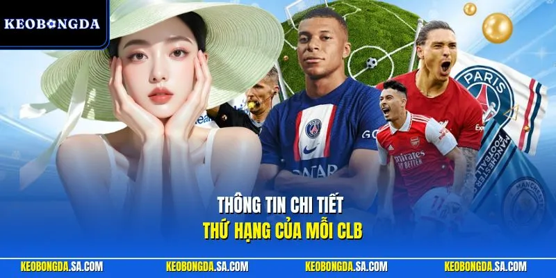 Thông tin chi tiết thứ hạng của mỗi CLB